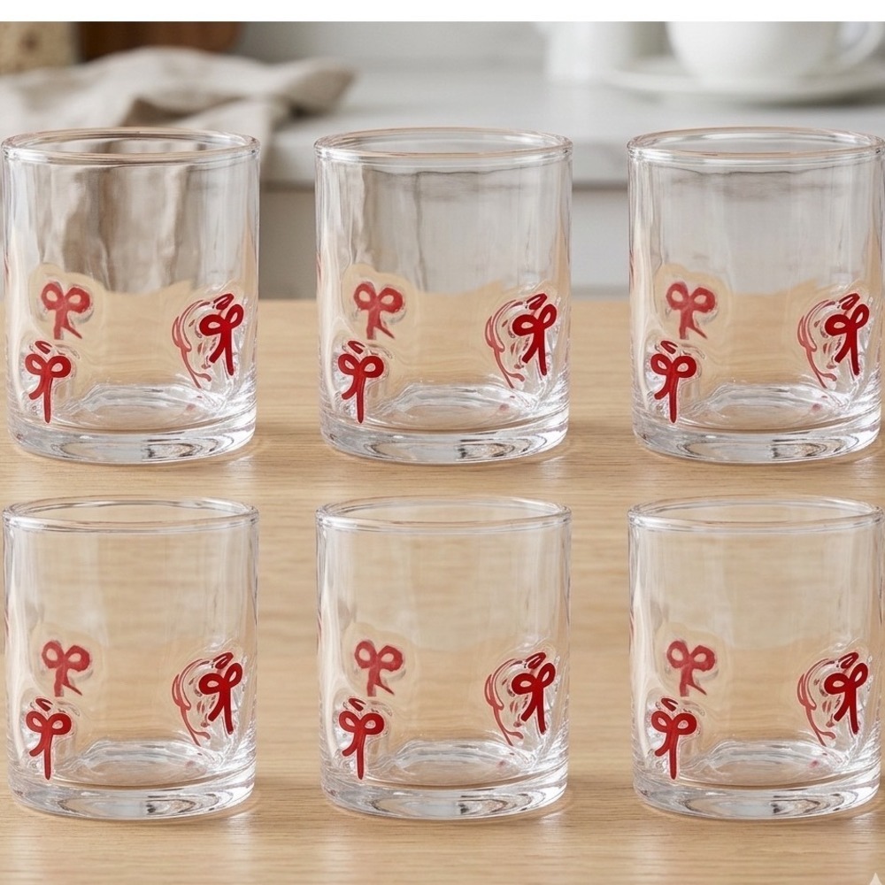 Target Madison Home 16 FI Oz Icon Glass With Red Bows Set Of 6